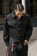 STEEPC LOGO Embossed Boxy Selvedge Denim Jacket