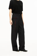 KREATE Floral Insert Slit Straight-Leg Trousers