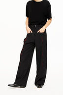 KREATE Floral Insert Slit Straight-Leg Trousers