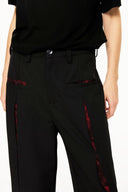 KREATE Floral Insert Slit Straight-Leg Trousers
