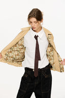 KREATE Floral-Lined Suede Bomber Jacket