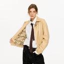 KREATE Floral-Lined Suede Bomber Jacket