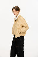 KREATE Floral-Lined Suede Bomber Jacket