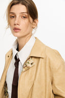 KREATE Floral-Lined Suede Bomber Jacket