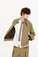 KREATE Floral-Lined Spliced Harrington Jacket