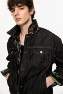 KREATE Floral Lined Stitched Denim Jacket