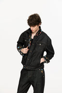 KREATE Floral Lined Stitched Denim Jacket