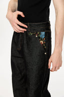 KREATE Floral Lined Stitched Jeans