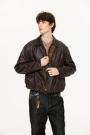 KREATE Floral-Lined Suede Bomber Jacket