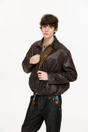 KREATE Floral-Lined Suede Bomber Jacket