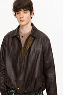 KREATE Floral-Lined Suede Bomber Jacket