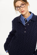 KREATE Cable Knit Polo Sweater