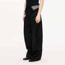 KREATE Folded Check Waistband Pleated Trousers
