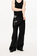 KREATE Folded Check Waistband Pleated Trousers