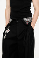 KREATE Folded Check Waistband Pleated Trousers
