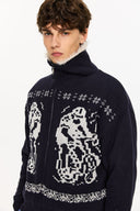 KREATE Fair Isle Faux Fur Lining Jacket