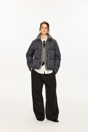 KREATE Faux Layered Cable Knit Puffer Jacket