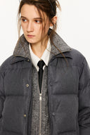 KREATE Faux Layered Cable Knit Puffer Jacket