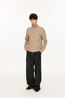 KREATE Asymmetric Button-Up Pleated Jeans