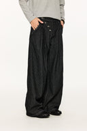 KREATE Asymmetric Button-Up Pleated Jeans