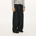 KREATE Asymmetric Button-Up Pleated Jeans