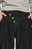 KREATE Asymmetric Button-Up Pleated Jeans