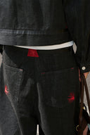 STEEPC Button Fly Wide-Leg Raw Selvage Jeans