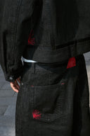 STEEPC Button Fly Wide-Leg Raw Selvage Jeans