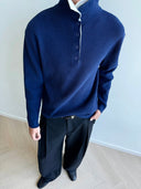 KREATE Contrast Layered Collar Ribbed Sweater