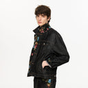 KREATE Floral Lined Stitched Denim Jacket