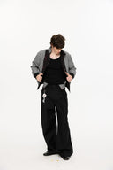 KREATE Folded Check Waistband Pleated Trousers