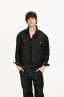 KREATE Floral Lined Stitched Denim Jacket