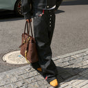 STEEPC Button Fly Wide-Leg Raw Selvage Jeans