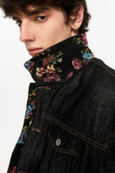 KREATE Floral Lined Stitched Denim Jacket