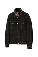 KREATE Floral Lined Stitched Denim Jacket