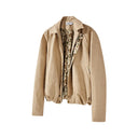 KREATE Floral-Lined Suede Bomber Jacket