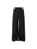 KREATE Folded Check Waistband Pleated Trousers