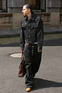 STEEPC Button Fly Wide-Leg Raw Selvage Jeans