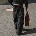 STEEPC Button Fly Wide-Leg Raw Selvage Jeans