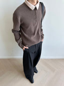 KREATE Contrast Layered Collar Ribbed Sweater