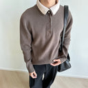 KREATE Contrast Layered Collar Ribbed Sweater