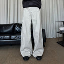 KREATE Asymmetric Button-Up Pleated Jeans