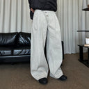 KREATE Asymmetric Button-Up Pleated Jeans